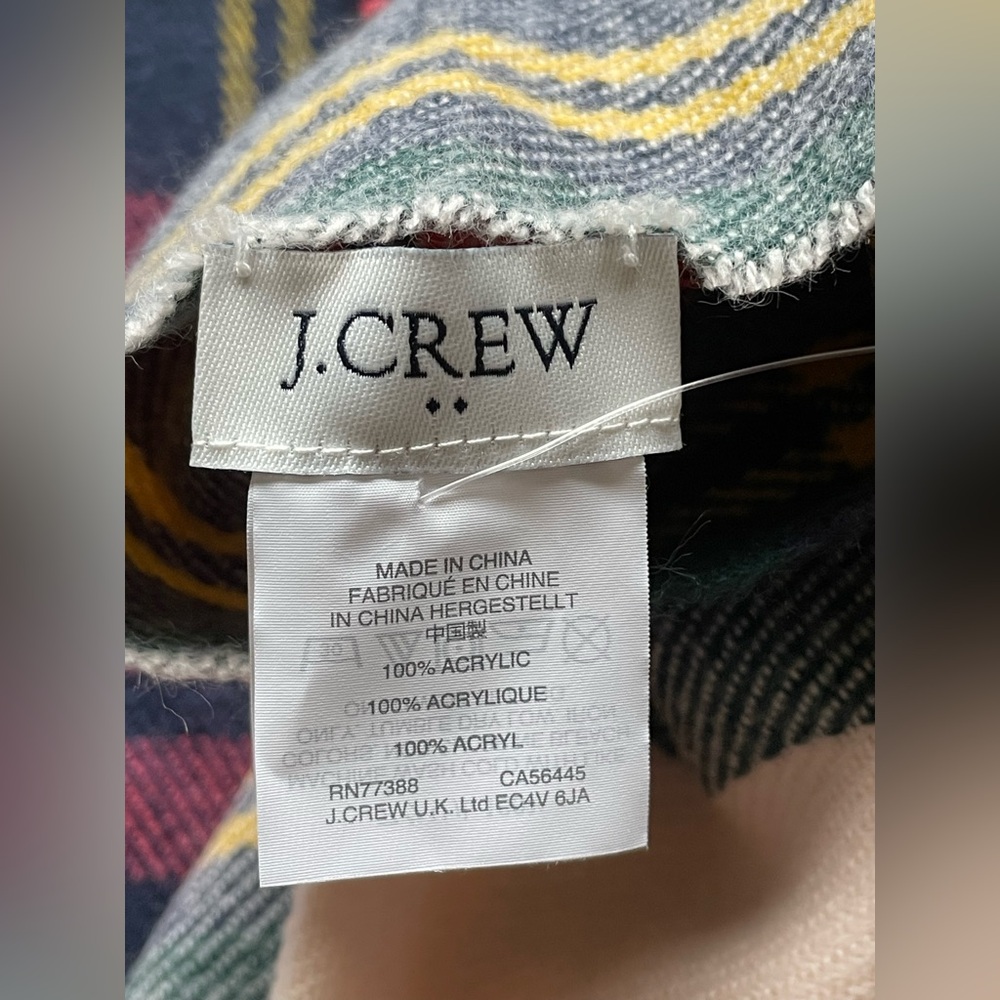 J.Crew jcrew Stripe Sweater Plaid Cape Scarf Wrap fringe SMALL Womens NEW shirt - Picture 13 of 13